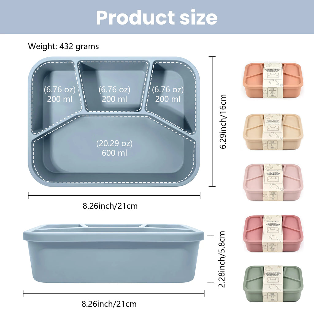 Daintry Leak-Proof Bento Lunch Box — 4 Compartments for Kids & Adults