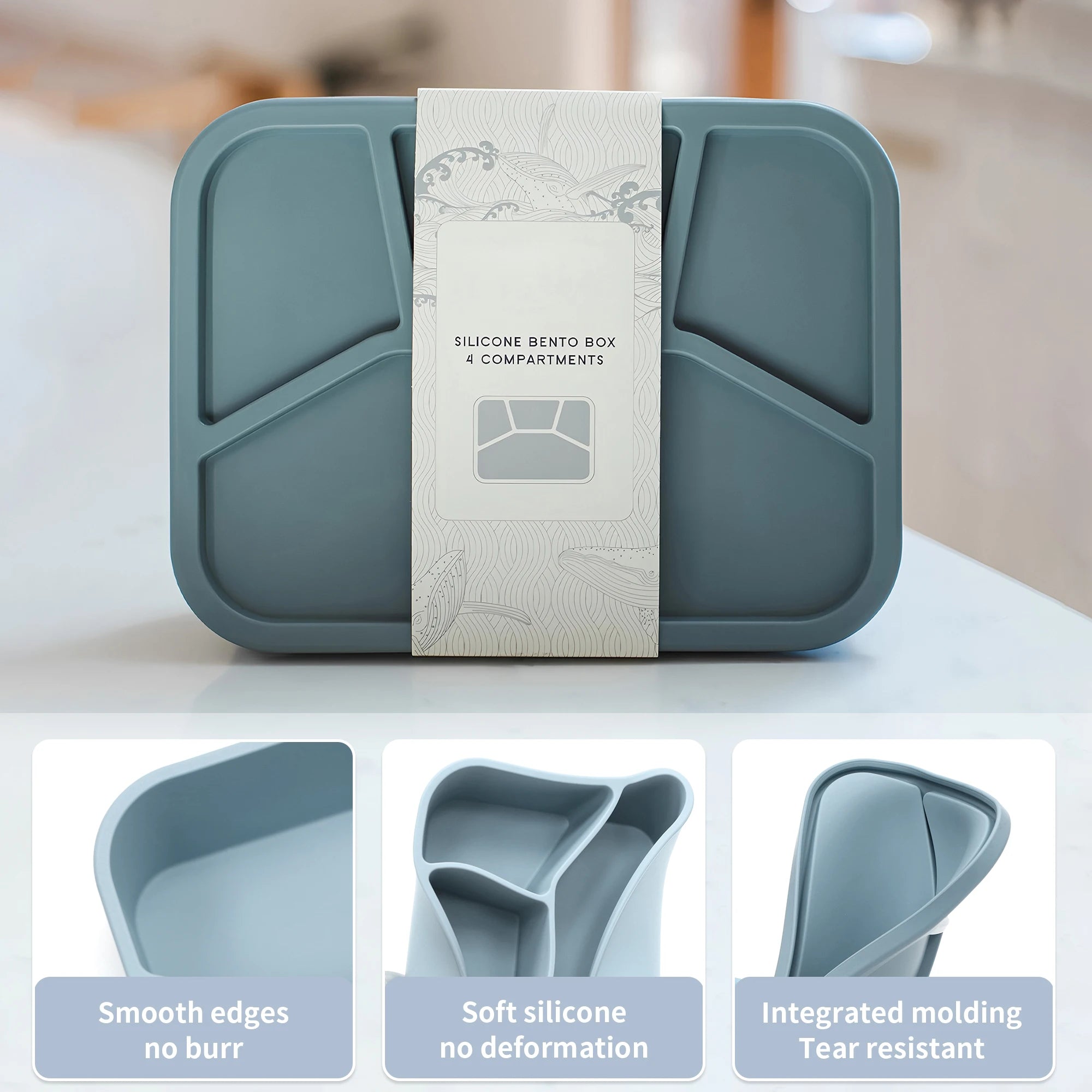 Daintry Leak-Proof Bento Lunch Box — 4 Compartments for Kids & Adults